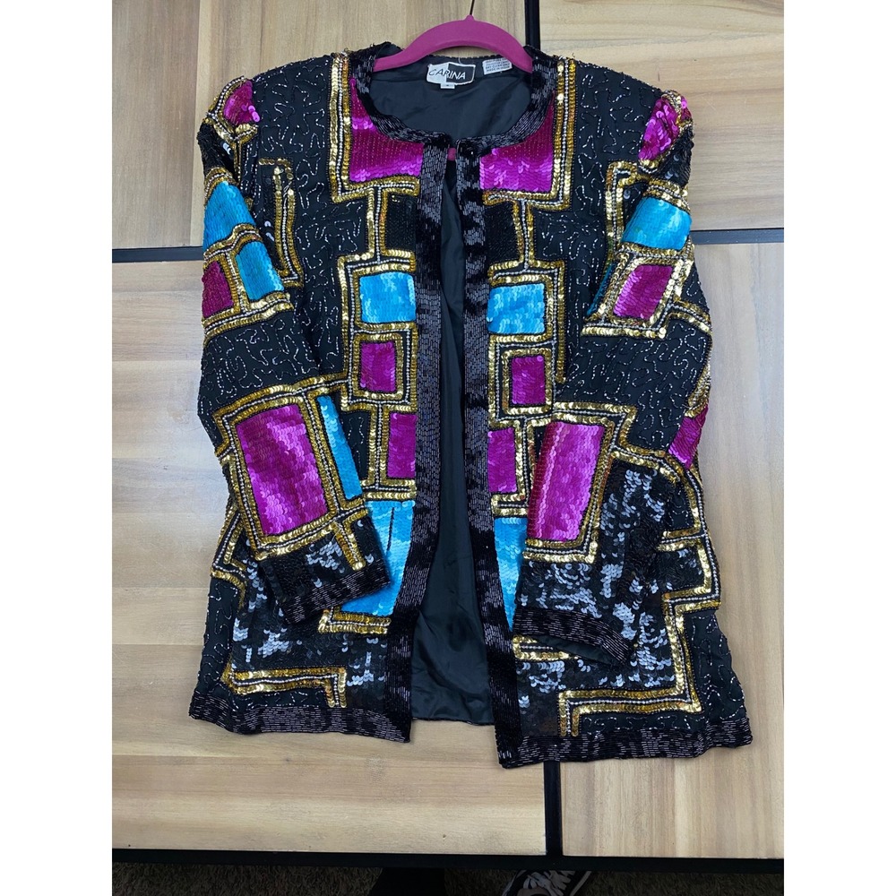 Carina Sequin Beaded Jacket‎ Party Cocktail Evening Coat Small